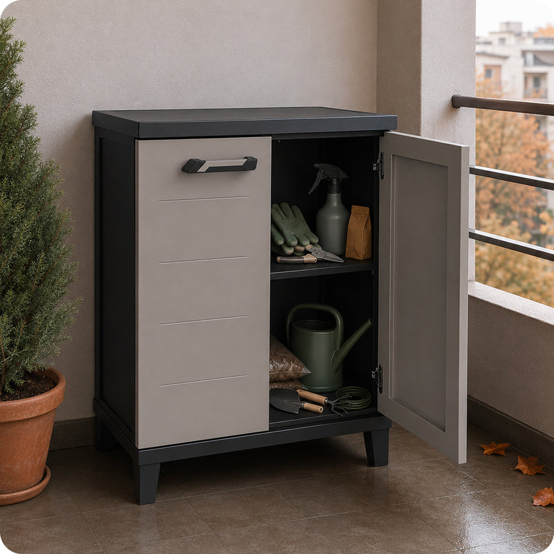 Meuble Bas Prime en Plastique Antihumidité 66x40x88 cm pour Espaces Réduits