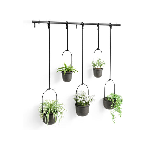 Set 5 Fioriere A Sospensione Con Asta Nero