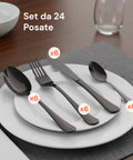 Posate Sibilla – Set da 24 in Acciaio Inox Satinato Nero Elegante
