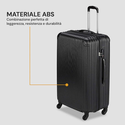 Set 3 Trolley Con Manico Telescopico E Ruote 56/66/76cm Nero