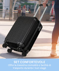 Set 3 Trolley Con Manico Telescopico E Ruote 56/66/76cm Nero