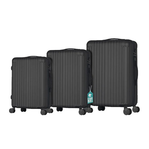 Lot de 3 valises trolley avec poignée télescopique et roulettes 56/66/76cm Noir