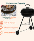 Barbecue a Carbonella Carmensa con Griglia Cromata Ø44cm per 6/8 Persone