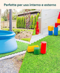 Stuoia Modulare 8 Pezzi 50x50 cm - Tappeto Antiscivolo Effetto Prato per Bambini