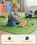 Stuoia Modulare 8 Pezzi 50x50 cm - Tappeto Antiscivolo Effetto Prato per Bambini