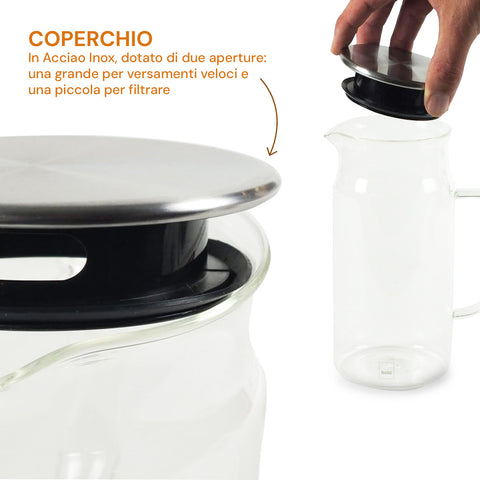 Caraffa in Vetro Borosilicato 1,2L – per Bevande Calde o Fredde