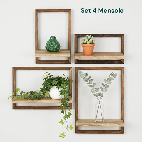 Set 4 Mensole a Muro in Legno Diverse Misure – Design Moderno e Resistente