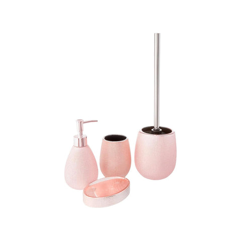 Lot de 4 accessoires de salle de bain en céramique or rose