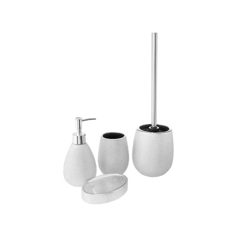 Set 4 Accessori Da Bagno In Ceramica Argento