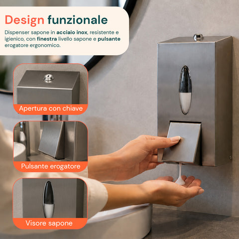 Dispenser Per Sapone Liquido Acciaio