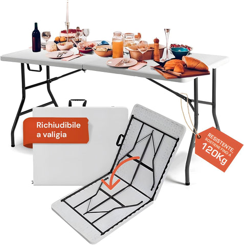Table Pliante et Rétractable en Valise Portable en Résine PP