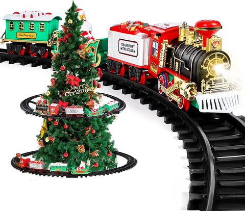 Train électrique animé de Noël avec lumières et sons pour sapin de Noël