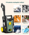 Idropulitrice Elettrica 1200W 100 Bar con Lancia Regolabile e Sistema Total Stop