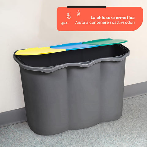 Contenitore 3 Scomparti Raccolta Differenziata