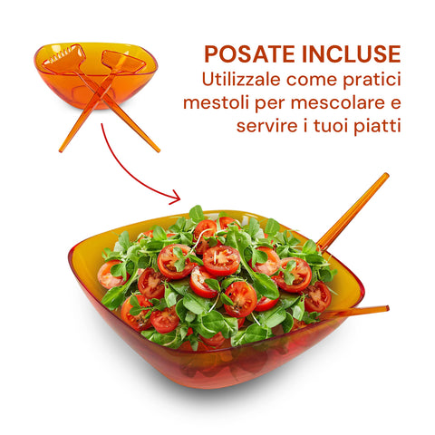 Insalatiera PICASSO 30 cm con Posate – Eleganza e Praticità in Resina SAN