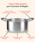 Casseruola Alta in Alluminio con 2 Maniglie Inox – Ø 24/28/32/36 cm