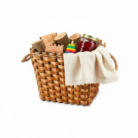 Panier à bûches en bois – Doublure en jute et poignées robustes