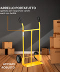 garden friend carrello trasporto leggero in acciaio verniciato giallo con portata max 200 kg ean 8023755046576