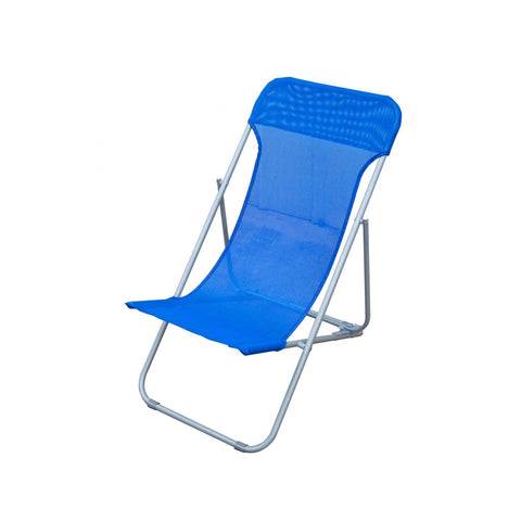 Transat de plage pliable en acier et textilène