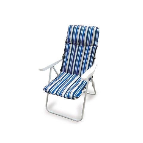 Chaise longue pliable multiposition à rayures bleues