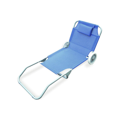 Lettino Da Mare Pieghevole Con Ruote Blu