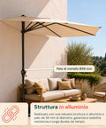 Ombrellone Parete Mezzaluna 2,7x2,3m in Alluminio e Poliestere