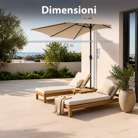 Ombrellone Parete Mezzaluna 2,7x2,3m in Alluminio e Poliestere