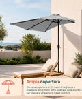 Ombrellone Parete Mezzaluna 2,7x2,3m in Alluminio e Poliestere