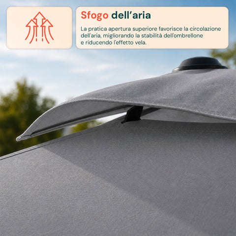 Ombrellone Parete Mezzaluna 2,7x2,3m in Alluminio e Poliestere