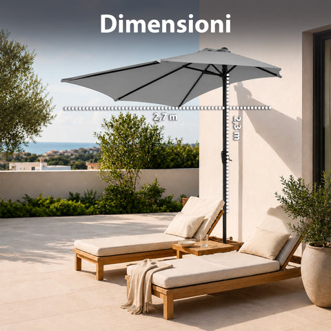 Ombrellone Parete Mezzaluna 2,7x2,3m in Alluminio e Poliestere