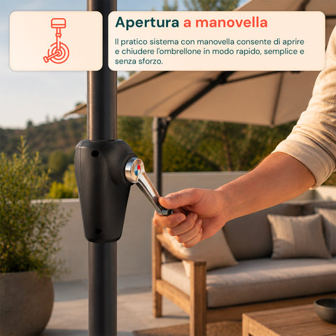 Ombrellone a Parete Mezzaluna 2,7m Antracite con Palo in Alluminio