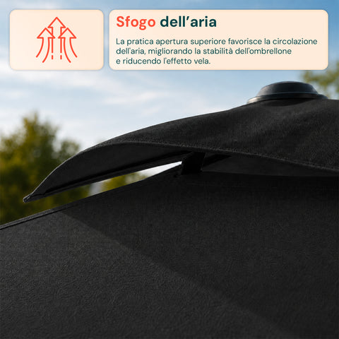 Ombrellone a Parete Mezzaluna 2,7m Antracite con Palo in Alluminio
