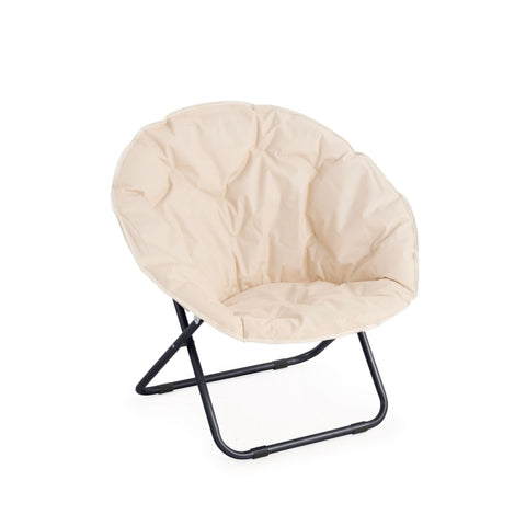 Fauteuil Moon Beige En Acier Anthracite Avec Revêtement Polyester