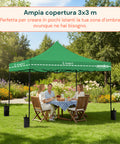 Gazebo Richiudibile 3x3 m Impermeabile con Borsa e Pesi Inclusi