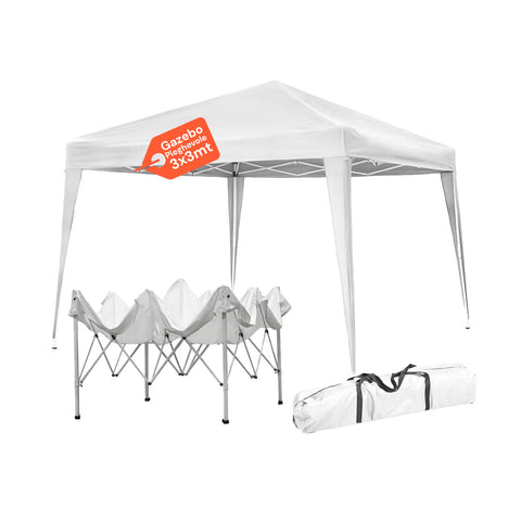 Tonnelle Pliante 3x3 m Étanche avec Sac de Transport et Poids Inclus