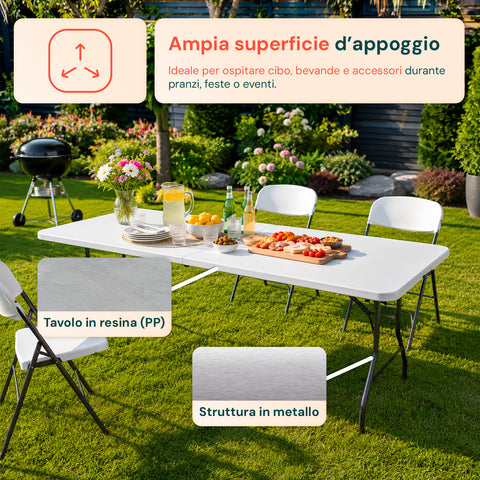 Tavolo Pieghevole Richiudibile a Valigetta Portatile in Resina PP