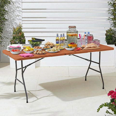 Tavolo Richiudibile a Valigia Terracotta per Esterno – Plastica PP Salvaspazio 180x75x74cm