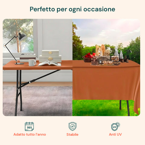 Tavolo Richiudibile a Valigia Terracotta per Esterno – Plastica PP Salvaspazio 180x75x74cm