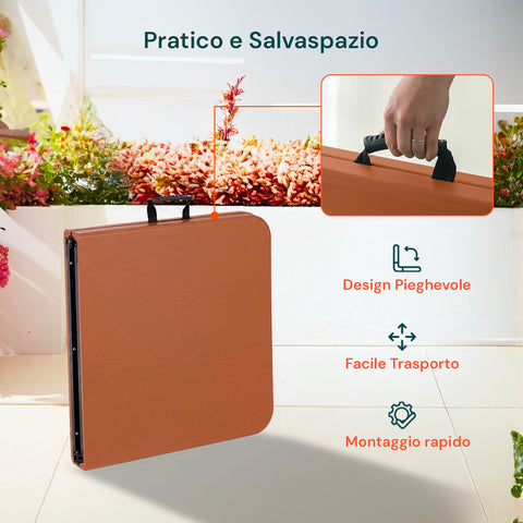 Tavolo Richiudibile a Valigia Terracotta per Esterno – Plastica PP Salvaspazio 180x75x74cm