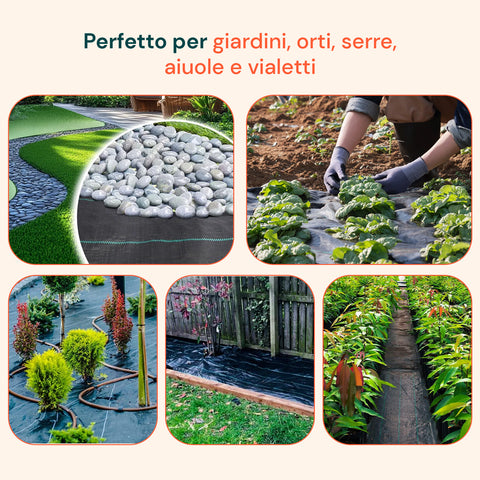 Telo Giardino Anti Erbacce Giardino 2x10 m 90 g/m² in PP Multiuso