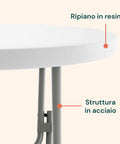 Tavolo Bianco Rotondo da Giardino o Cucina Ø80 e Ø120 cm Pieghevole E Resistente