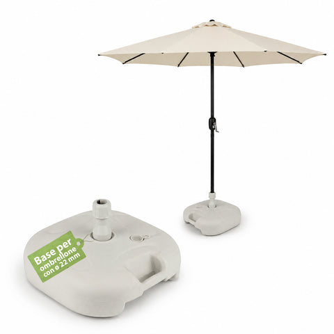 Base per Ombrellone da Giardino 20L in PP – Supporto Riempibile con Acqua o Sabbia – Per Pali ø22-32mm e Ombrelloni fino a 2,2m – Dimensioni 44x44x14cm – Facile Montaggio e Pulizia