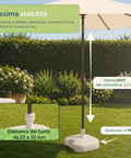 Base per Ombrellone da Giardino 20L in PP – Supporto Riempibile con Acqua o Sabbia – Per Pali ø22-32mm e Ombrelloni fino a 2,2m – Dimensioni 44x44x14cm – Facile Montaggio e Pulizia