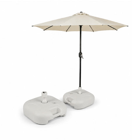 Pied de Parasol de Jardin 20L en PP – Support Remplissable avec Eau ou Sable – Pour Mâts ø22-32mm et Parasols jusqu'à 2,2m – Dimensions 44x44x14cm – Montage et Nettoyage Faciles
