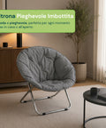 Poltrona Imbottita Pieghevole in Acciaio e Tessuto Oxford - Dimensioni 80x36x80cm