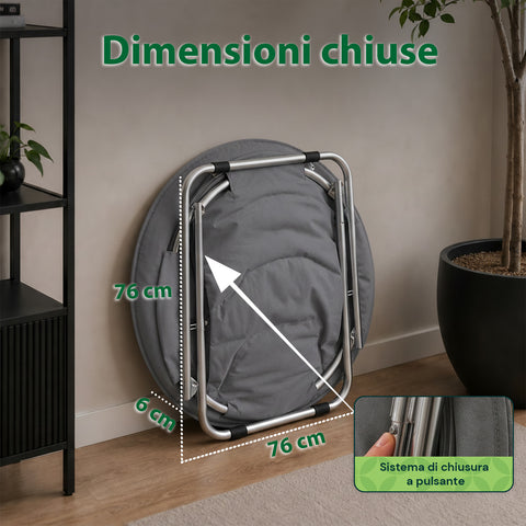 Poltrona Imbottita Pieghevole in Acciaio e Tessuto Oxford - Dimensioni 80x36x80cm