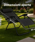 Sedia da Giardino Pieghevole con Vassoio Laterale – Portata 120kg – Struttura in Ferro e Tessuto Teslin