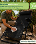 Sedia da Giardino Pieghevole con Vassoio Laterale – Portata 120kg – Struttura in Ferro e Tessuto Teslin