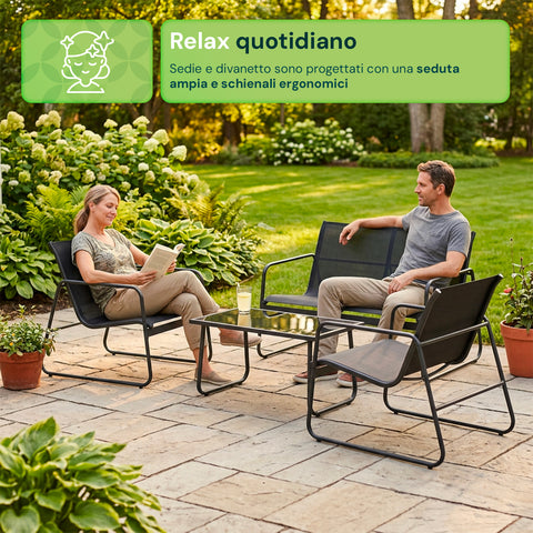 Set lounge da terrazzo resistente ed elegante