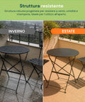 Set Tavolo e 2 Sedie Richiudibili in Ferro da Giardino – Tavolo Rotondo ø 60cm e 2 Sedie Salvaspazio – Portata 150kg/100kg